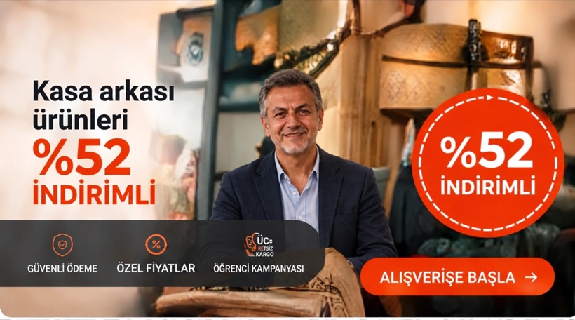 Kasa arkası ürünleri yüzde 52 indirimli