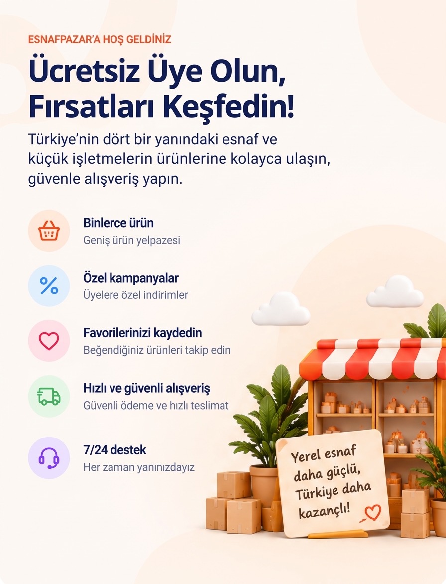 Ücretsiz üye olun, fırsatları keşfedin. Yerel esnaf daha güçlü, Türkiye daha kazançlı.