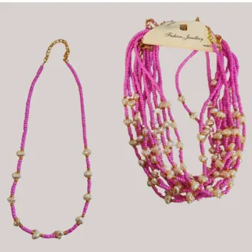 Exporanto Kum Boncuk Incili Kolye Pembe