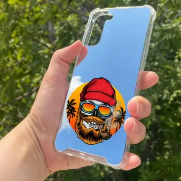 Exporanto Samsung S21 Plus Uyumlu Aynalı Kuru Kafa Desenli Darbe Kamera Korumalı Silikon Telefon Kılıfı