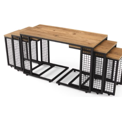 Sivas Gözde Mobilya Ferforje Ahşap Tarz 4 C Zigonlu Orta Sehpa 100X46X61Cm (487440781)