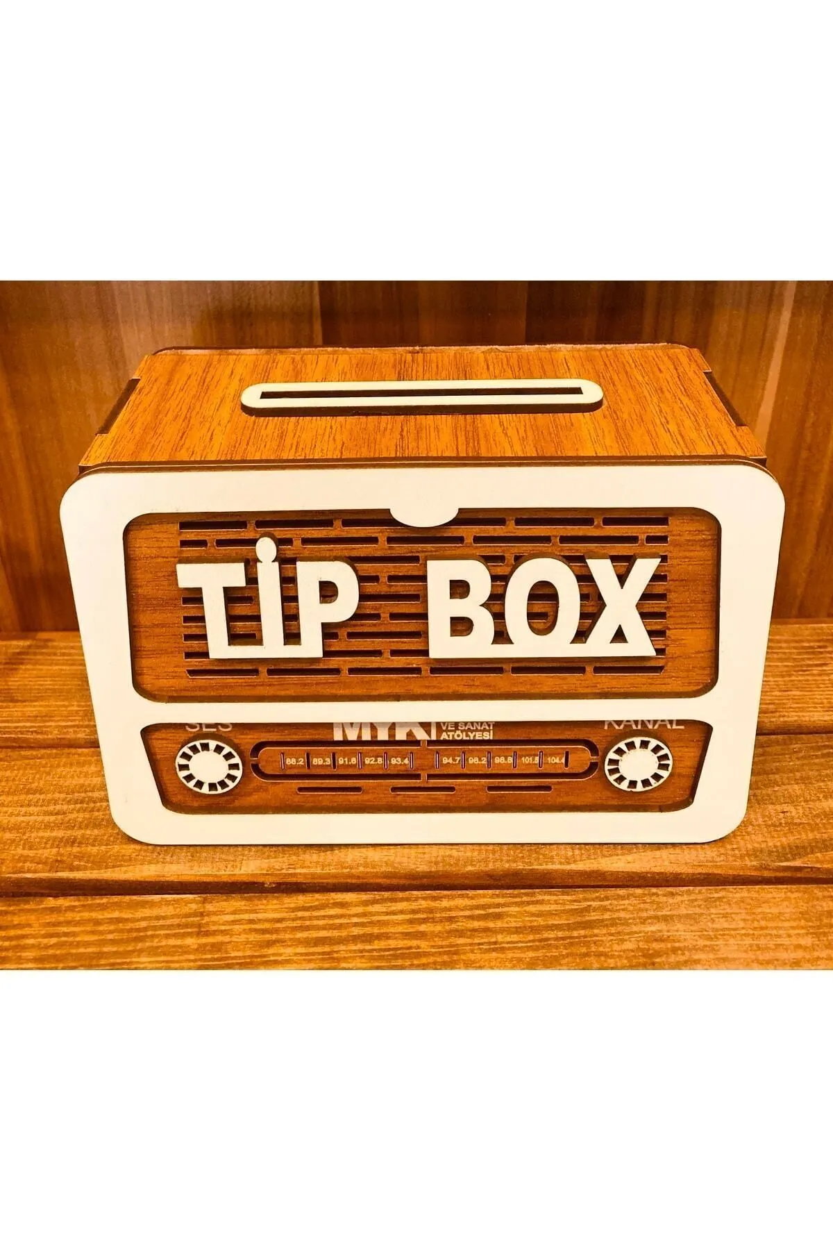 MYK HEDİYE VE SANAT ATÖLYESİ Tip Box Bahşiş Kutusu Nostaljik Radyo Görünümlü görsel 5