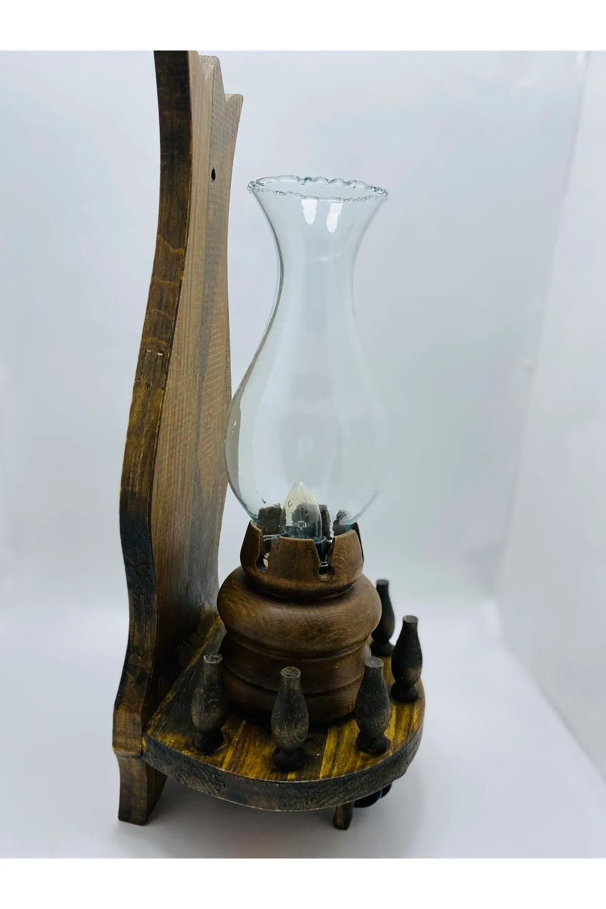 MYK HEDİYE VE SANAT ATÖLYESİ Ahşap Gaz Lambası Aplik Elektirikli görsel 4