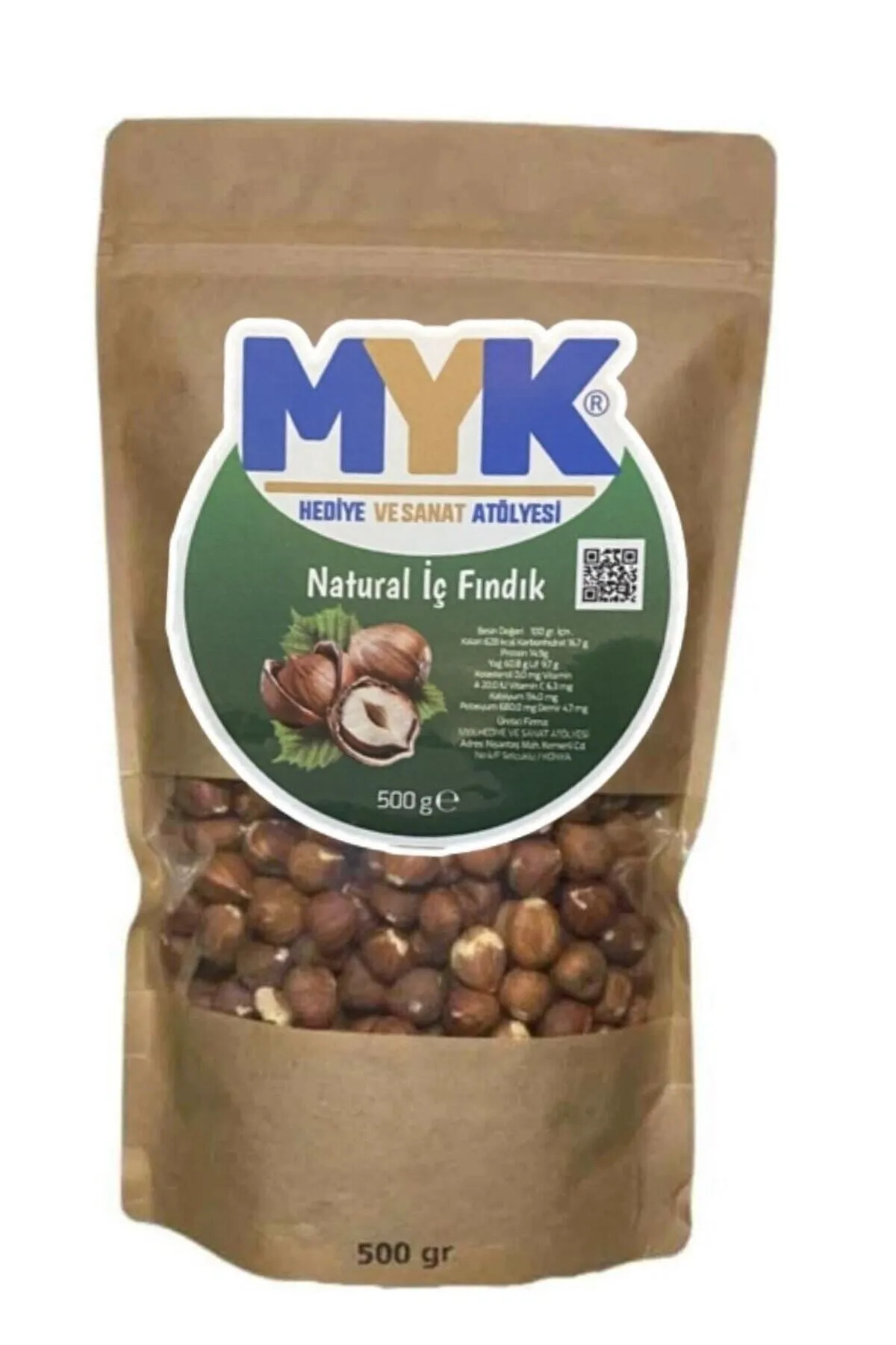 MYK HEDİYE VE SANAT ATÖLYESİ Doğanın İncisi: Taze Kavrulmamış Giresun Fındığı 500 gr görsel 2