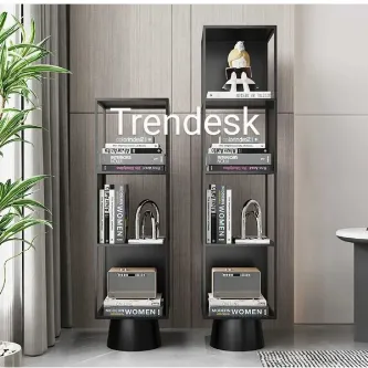 TRENDESK Metal Siyah 3 Katlı Köşe Kitaplık 90-28-28 cm