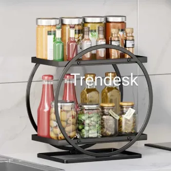 TRENDESK Servis Sunum Ikramlık Siyah Büyük Lüks 2 Katlı Organizer Mutfak Düzenleyici Pasta Standı