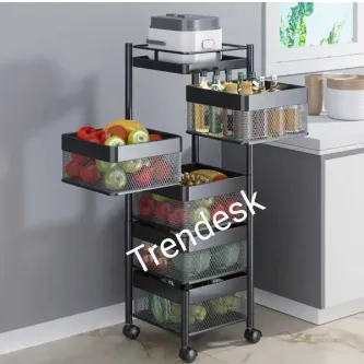 TRENDESK 5 Katlı Lux SİYAH Metal Patates Soğan Sebze Meyve Sepeti Sebzelik