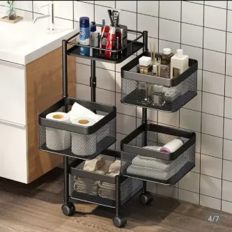 TRENDESK Siyah Metal Banyo Organizer Banyo Düzenleyici, Kozmetik, Takı Düzenleyici