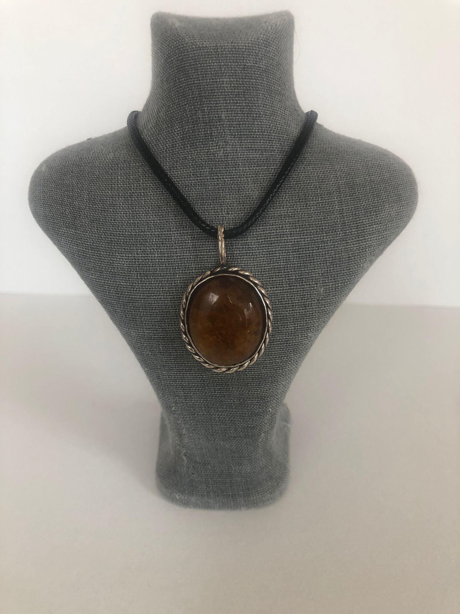 Opal Silver 925 Ayar El Yapımı Naturel Sitrin Taşı Gümüş Kolye