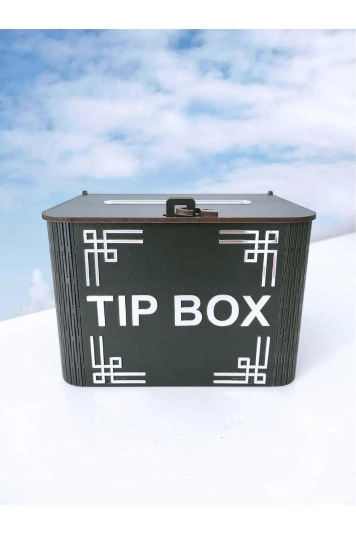 Silay Hediyelik Dekoratif Siyah Ahşap Tip Box Kutu Bahşiş Kutusu Kumbara Tipboxs