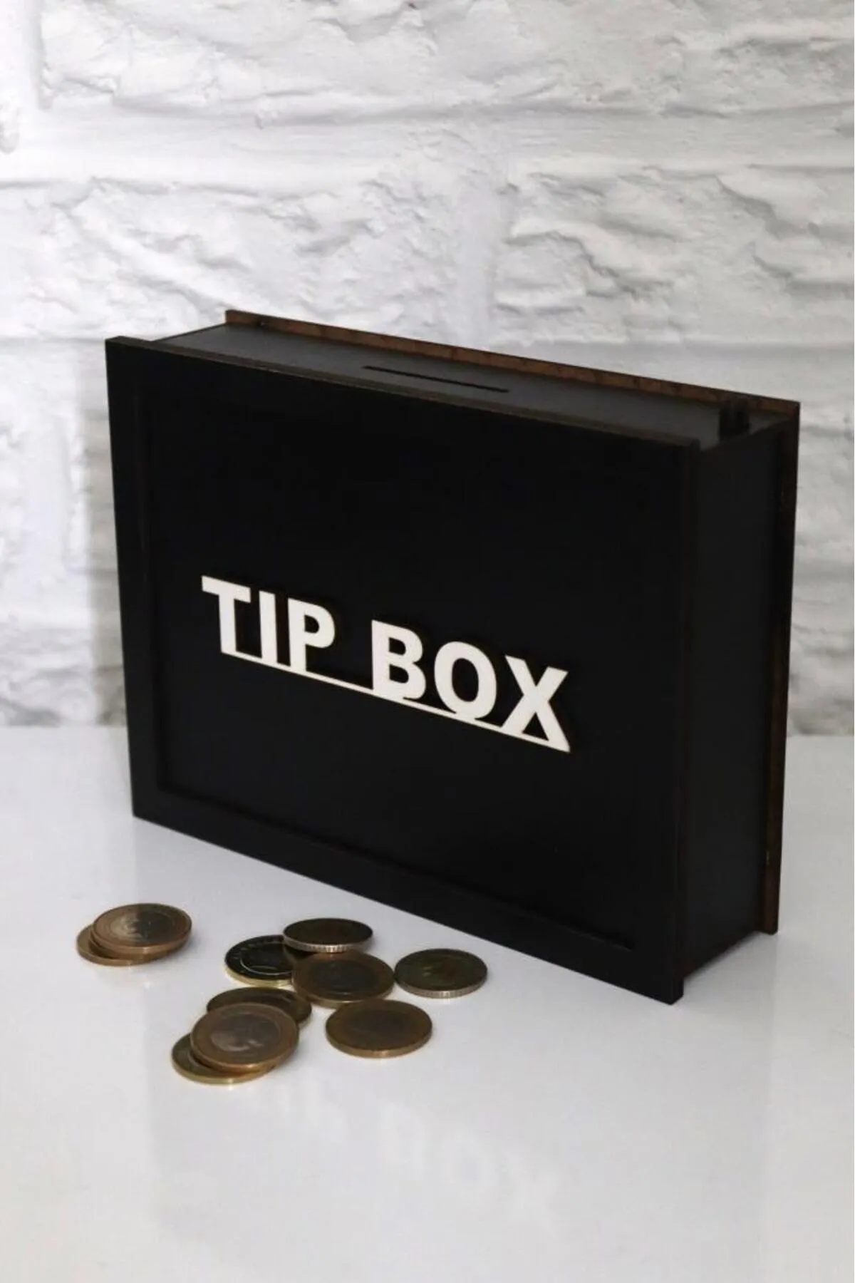 Silay Hediyelik Ahşap Özel Yapım Kilitli Siyah Tip Box Kumbara