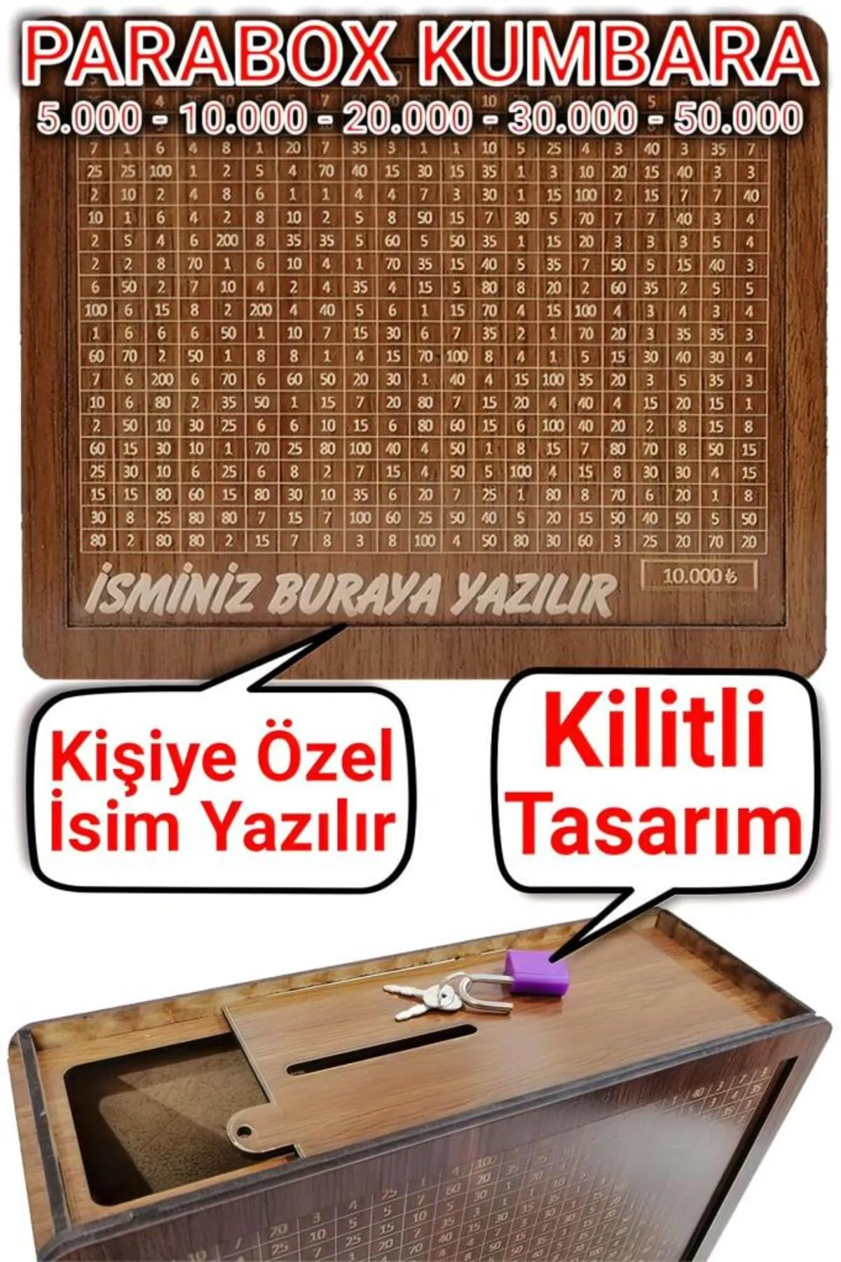 Silay Hediyelik Parabox Kumbara Isteğiniz Doğrultusunda Üzerine Isim Yazılır, Talebinize Göre Kilitli