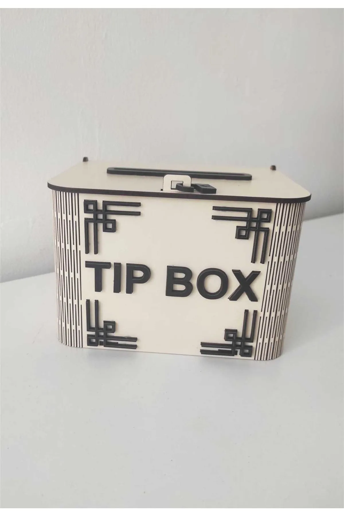 Silay Hediyelik Dekoratif Krem Ahşap Tip Box Kutu Bahşiş Kutusu Kumbara