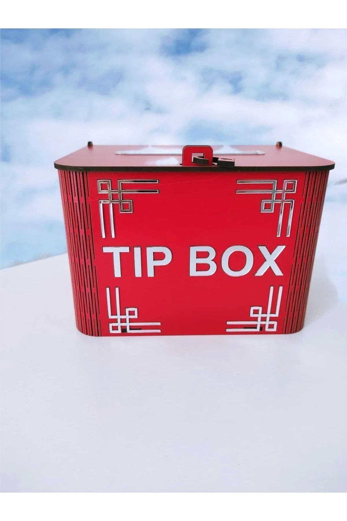 Silay Hediyelik Kırmızı Ahşap Tip Box Kutu Bahşiş Kutusu Kumbara