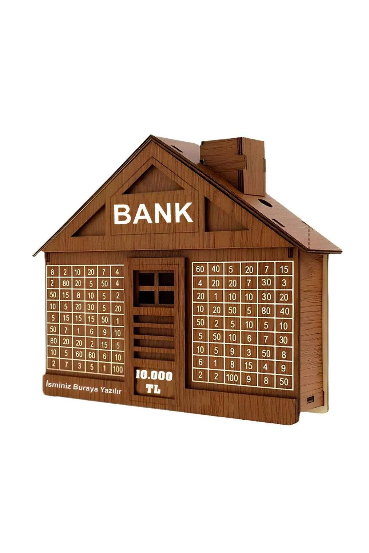 Silay Hediyelik Kişiye Özel Ev Tipi Bank Hedef Kumbara 10.000 Tl Para Biriktirme Kutusu