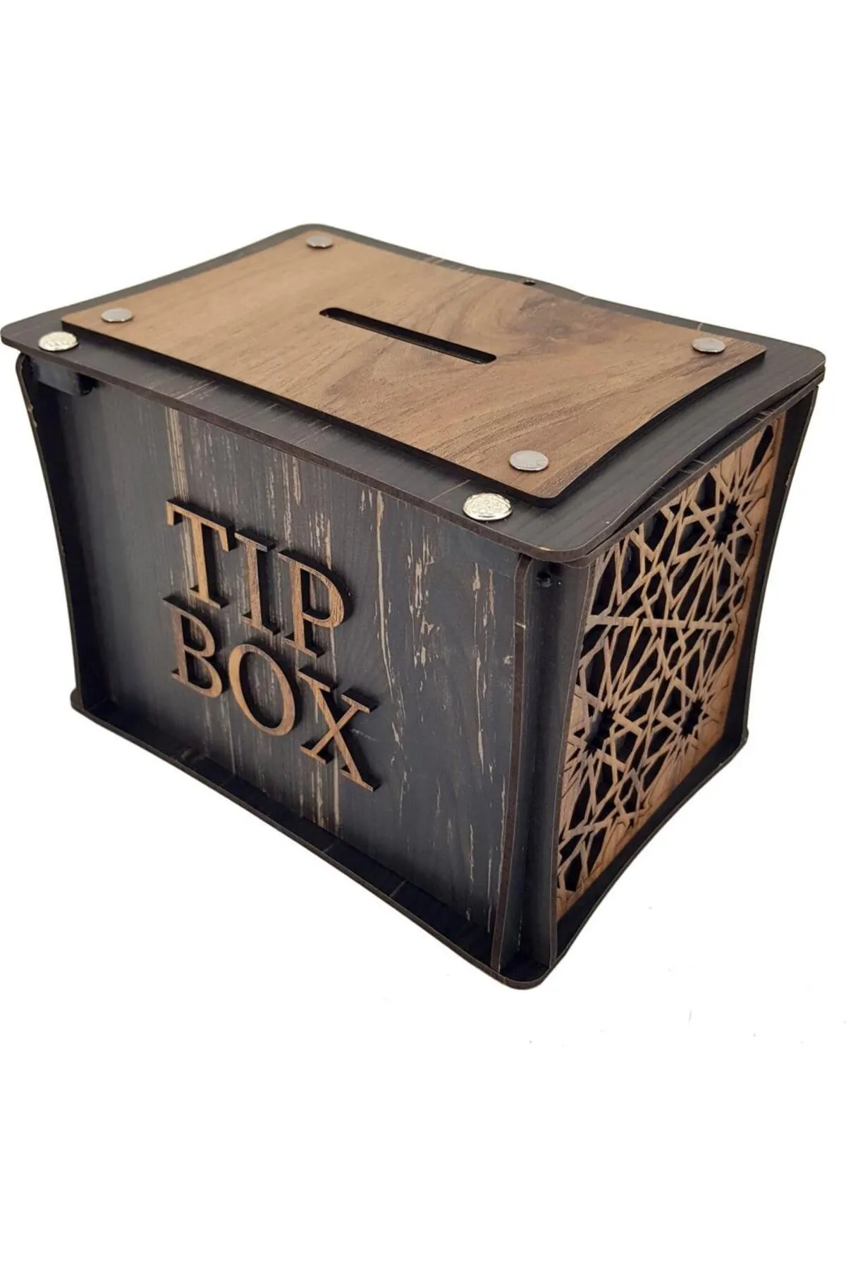 Silay Hediyelik Kişiye Özel Isimli Ahşap Bahşiş Kutusu Sandık Tip Box Kumbara Tipbox