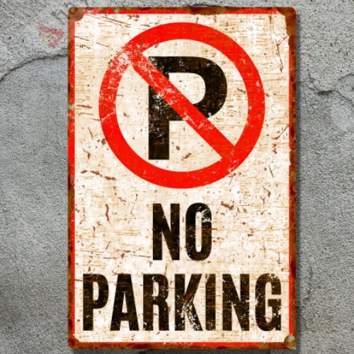 No Parking Pas Görünümlü Metal Uyarı Levhası - Park Etmek Yasaktır Vintage Tabela - 15cm X 22,5cm