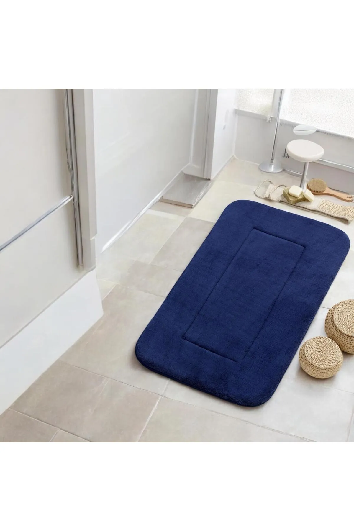 Roko Villa Banyo Paspası- Wellsoft Yumuşak Doku Banyo Paspası Lacivert