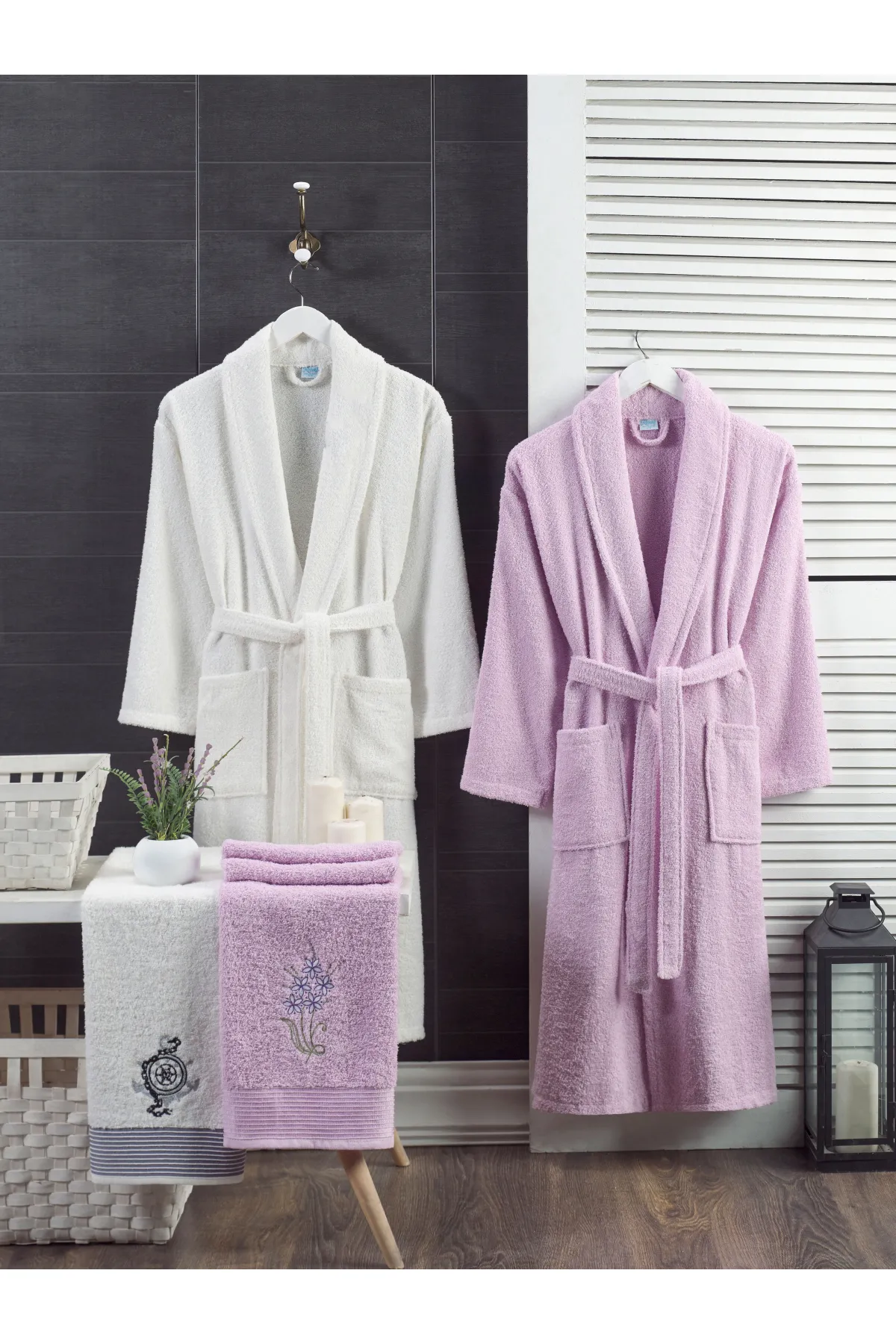 Roko Villa Havlulu Çift Kişilik Bornoz Set