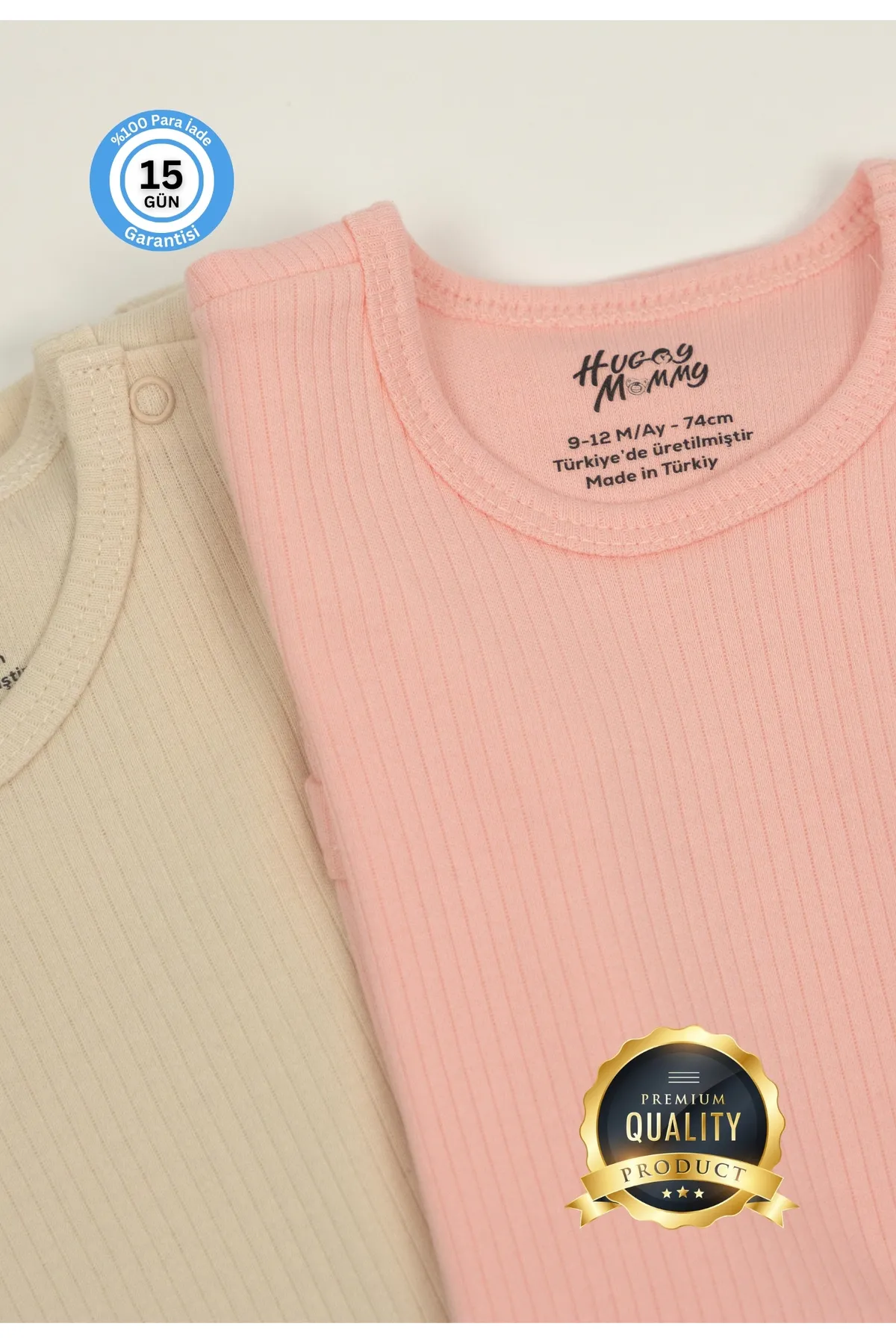 Huggy Mommy Premium Fitilli Kumaş %100 Organik Pamuk Kız Bebek Uzun Kol Body Zıbın Çıtçıtlı Badi Set -Hediyeli görsel 2