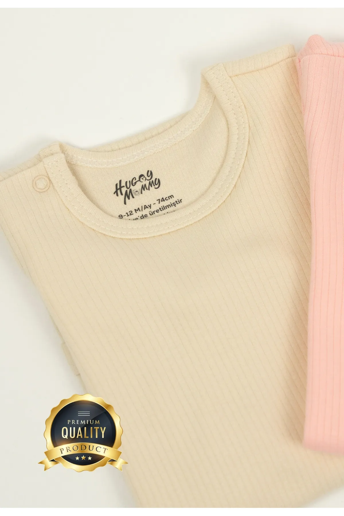 Huggy Mommy Premium Fitilli Kumaş %100 Organik Pamuk Kız Bebek Kısa Kol Body Zıbın Çıtçıtlı Badi 3'lü Set Hedye görsel 4