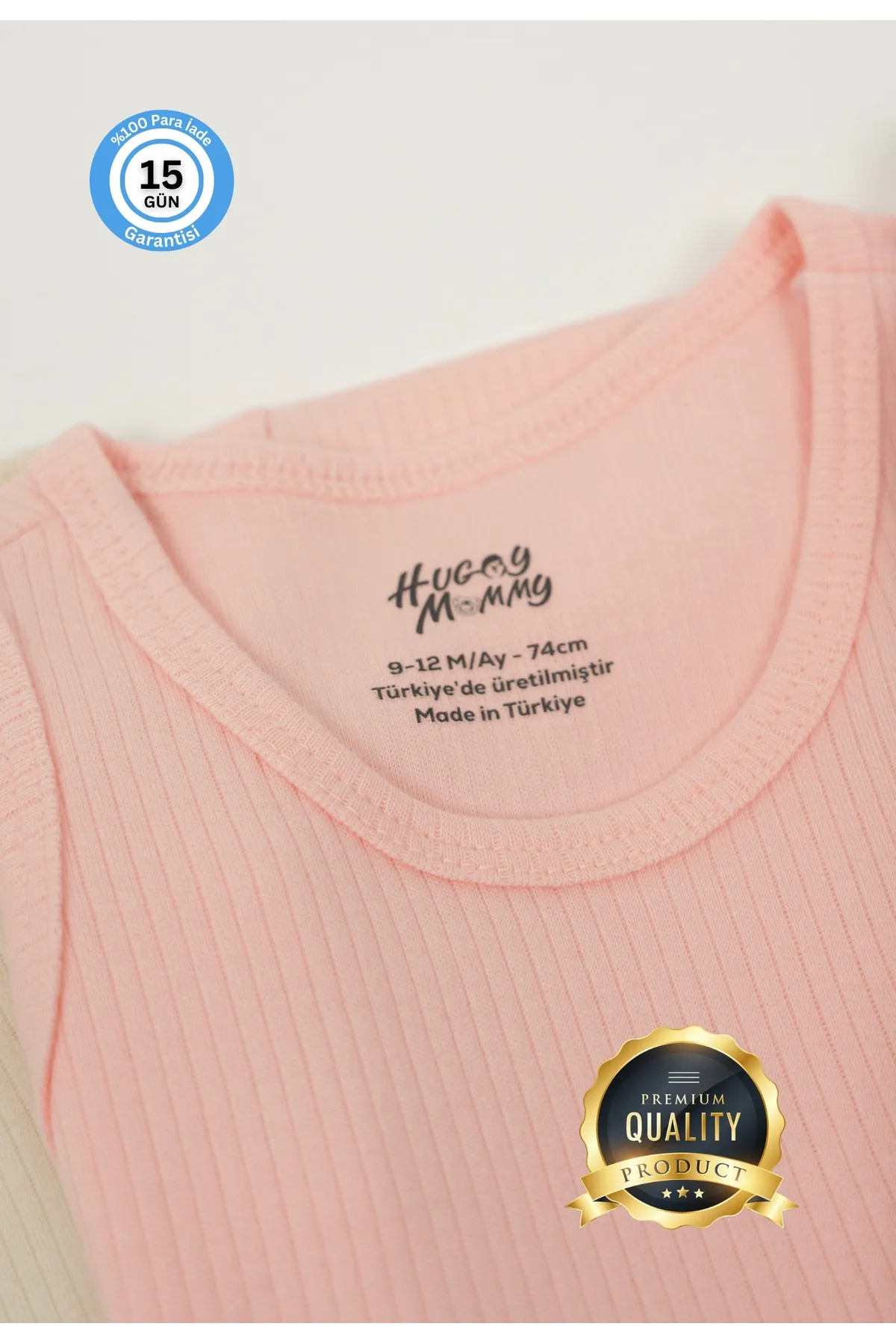 Huggy Mommy Premium Fitilli Kumaş %100 Organik Pamuk Kız Bebek Atlet Body Zıbın Çıtçıtlı Badi Set Uzatma Hediye görsel 2