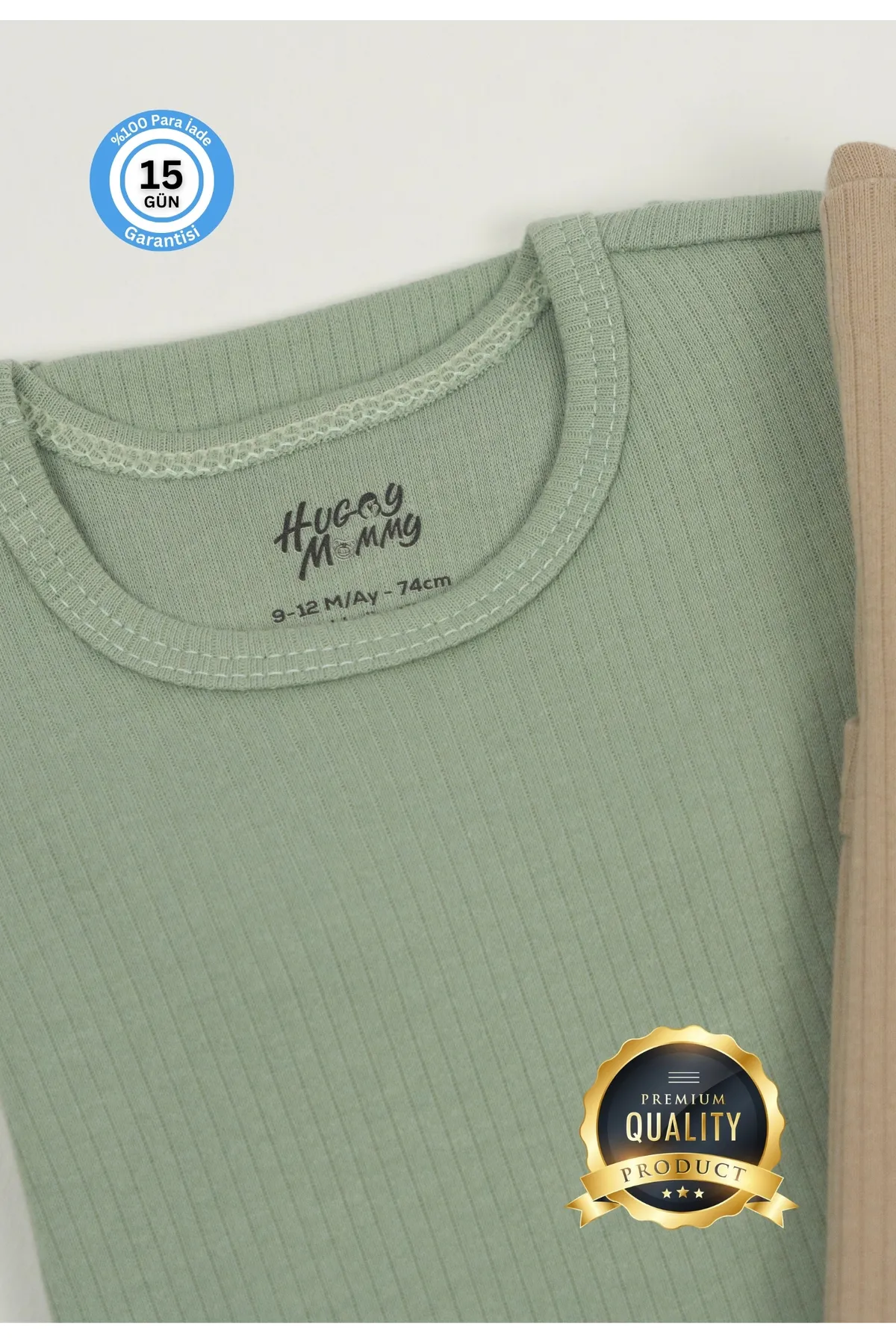 Huggy Mommy Premium Fitilli Kumaş %100 Organik Pamuk Erkek Bebek Uzun Kol Body Zıbın Çıtçıtlı Badi Set -Hediyeli görsel 2