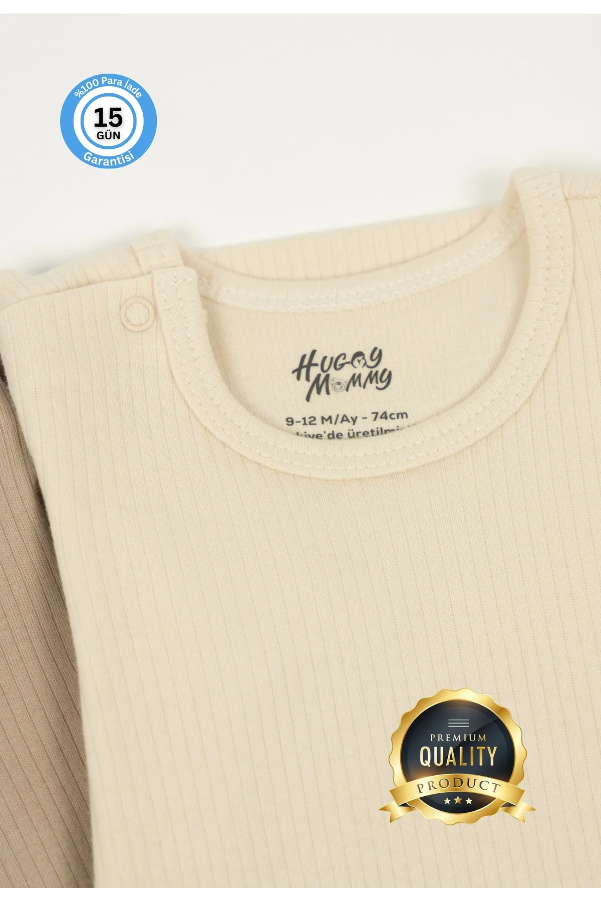 Huggy Mommy Premium Fitilli Kumaş %100 Organik Pamuk Erkek Bebek Uzun Kol Body Zıbın Çıtçıtlı Badi Set -Hediyeli görsel 4