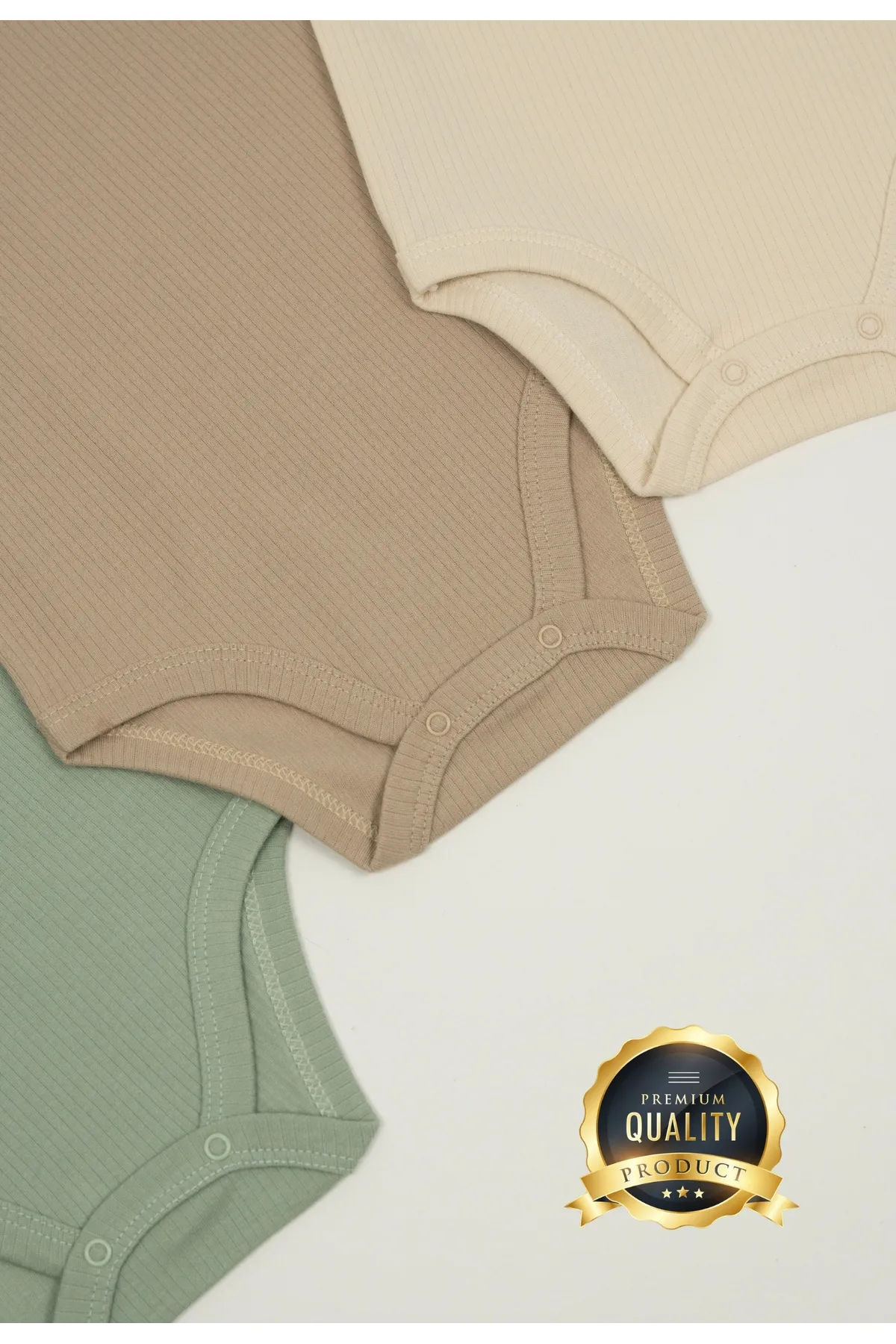 Huggy Mommy Premium Fitilli Kumaş %100 Organik Pamuk Erkek Bebek Atlet Body Zıbın Çıtçıtlı Badi 3'lü Set Hediye görsel 4