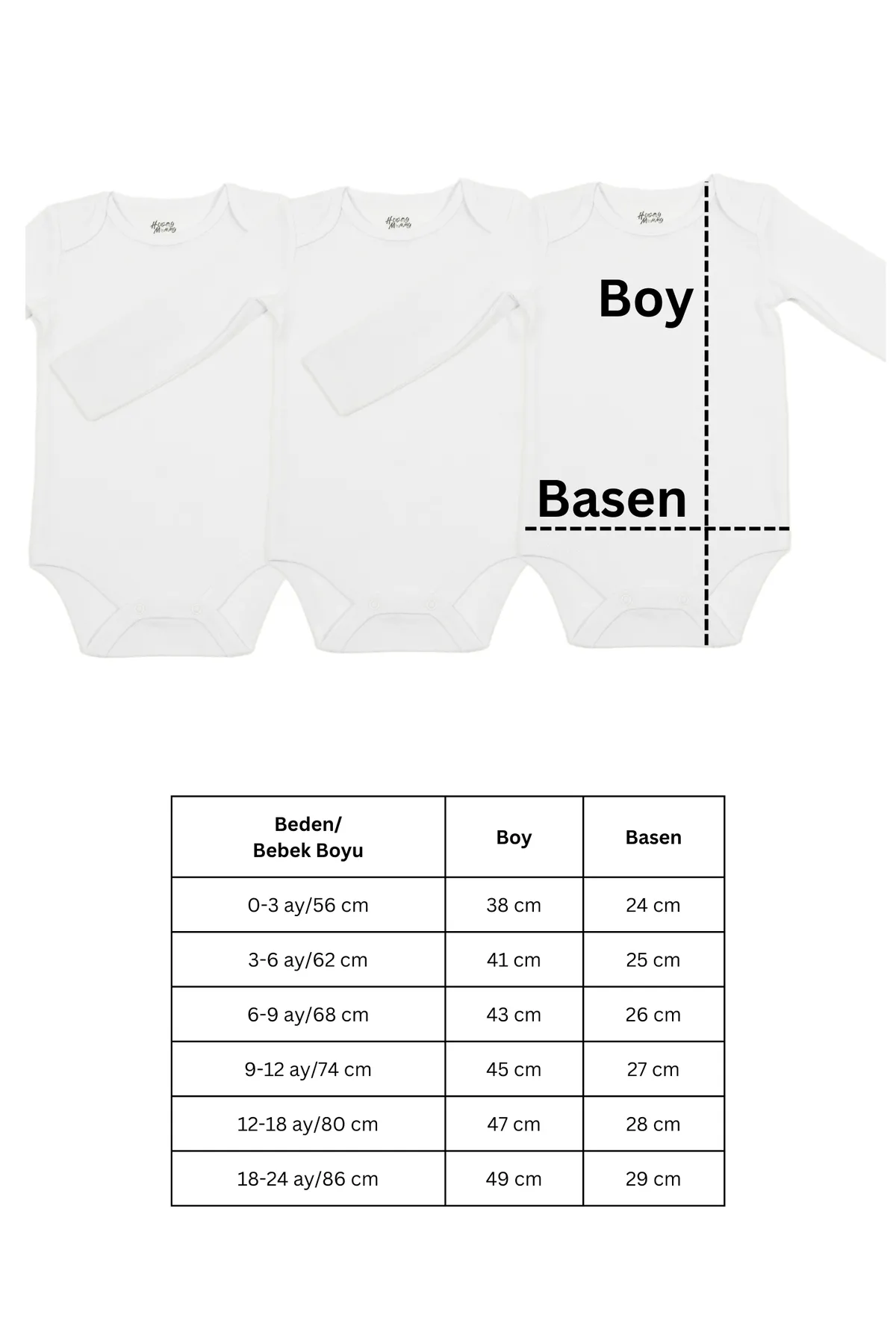Huggy Mommy Premium %100 Organik Pamuk Beyaz Uzun Kol Bebek Body Zıbın Çıtçıtlı Bebek Badi 3'lü Set - Hediyeli görsel 6