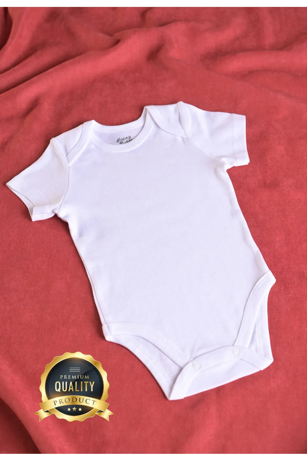 Huggy Mommy Premium %100 Organik Pamuk Beyaz Kısa Kol Bebek Body Zıbın Çıtçıtlı Bebek Badi 3'lü Set - Hediyeli görsel 4