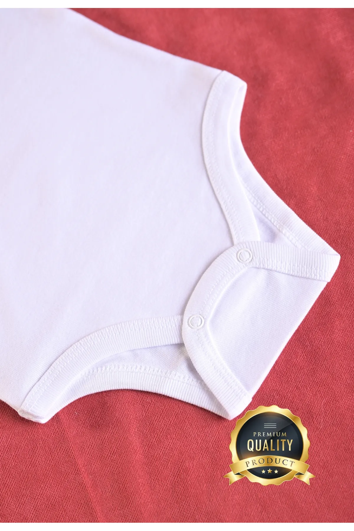 Huggy Mommy Premium %100 Organik Pamuk Beyaz Kısa Kol Bebek Body Zıbın Çıtçıtlı Bebek Badi 3'lü Set - Hediyeli görsel 5