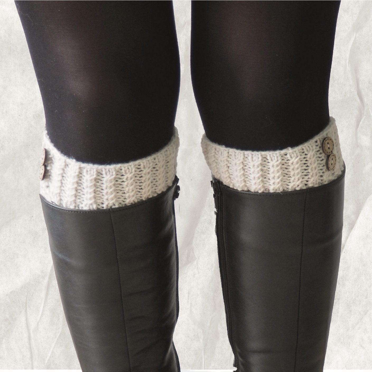 El Örgüsü Bej Bot Manşeti (Boot Cuffs) görsel 3