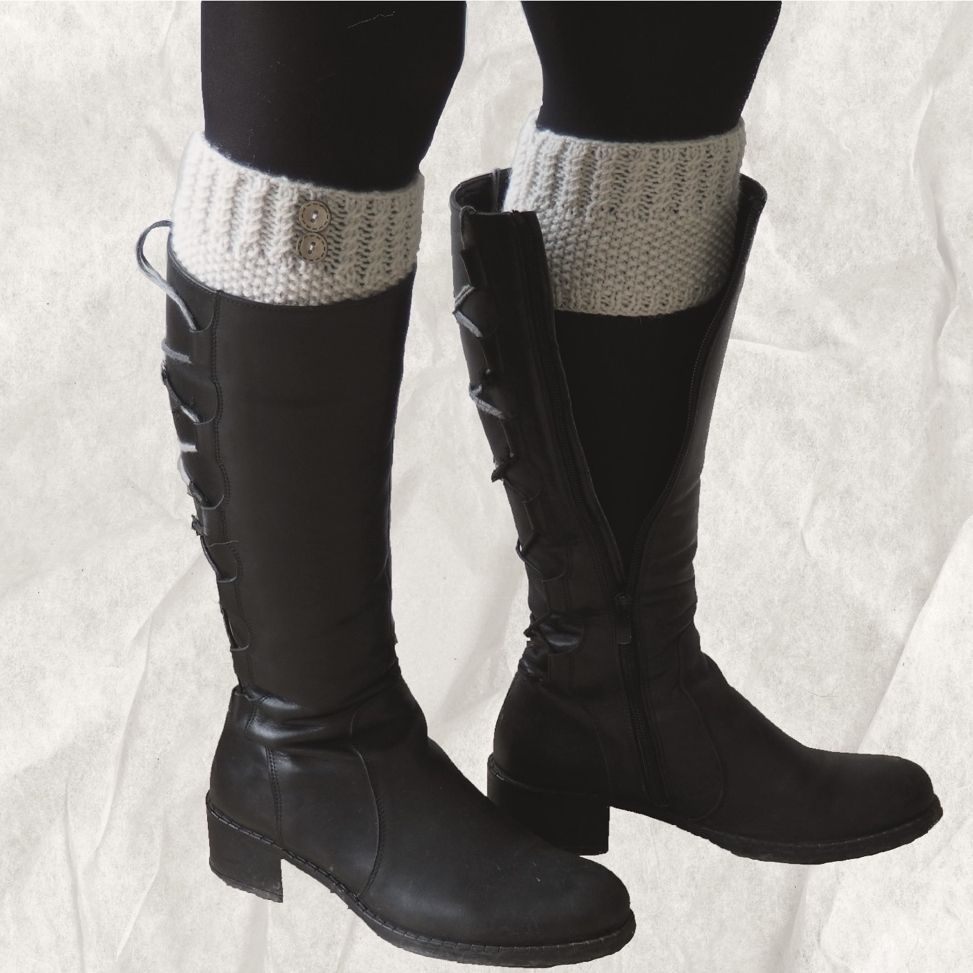 El Örgüsü Bej Bot Manşeti (Boot Cuffs) görsel 4