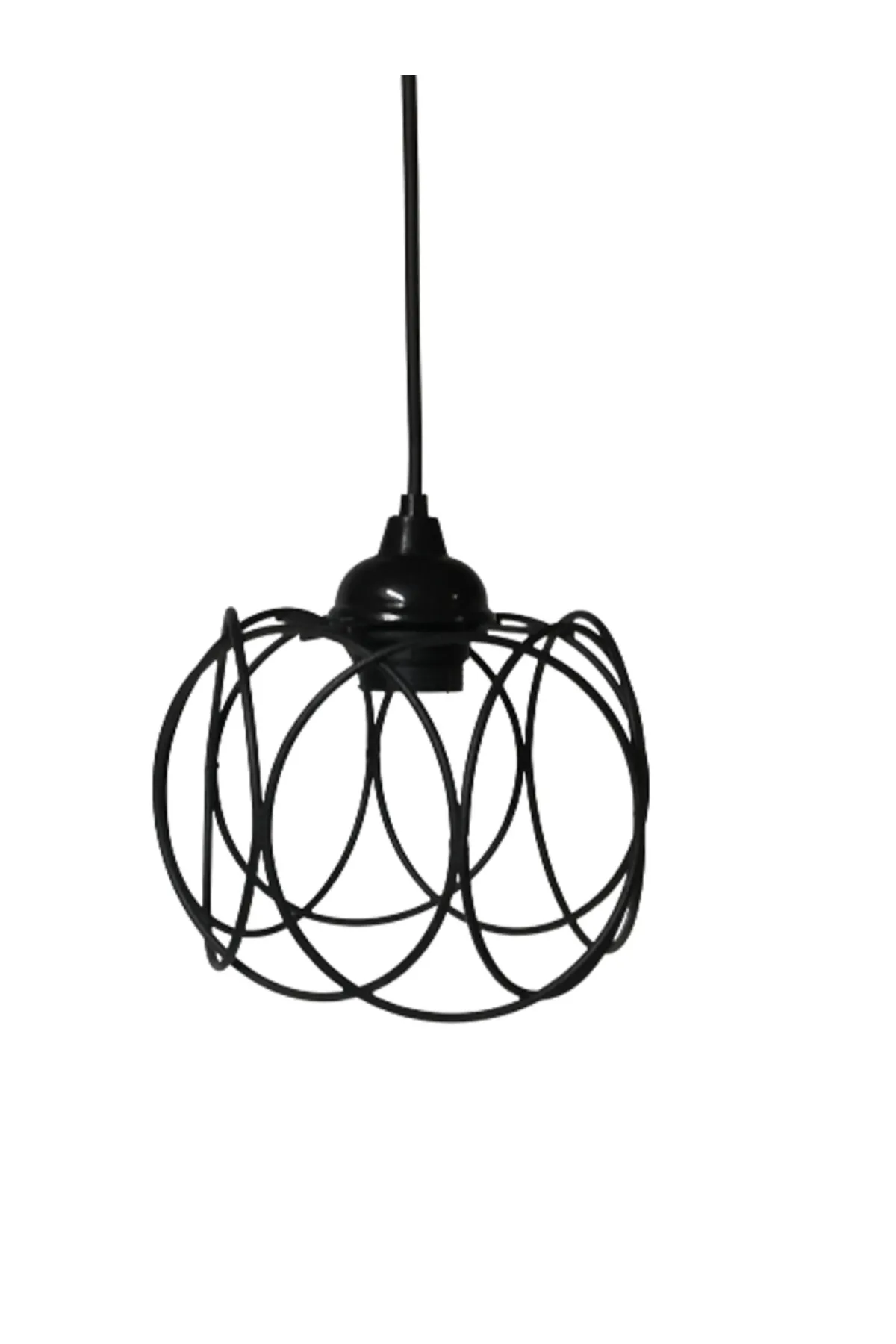 Tekay Aydınlatma Siyah rustik tasarım silindir tel avize görsel 2