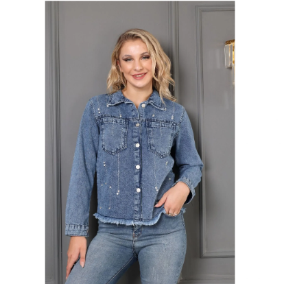 SEWGO Kadın Regular Kalıp Kadın Denim Kot Ceket Jean 035