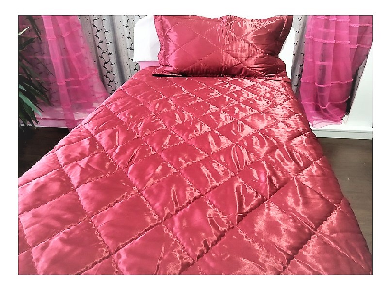 TEK KİŞİLİK  SATEN YATAK ÖRTÜSÜ-BORDO görsel 4