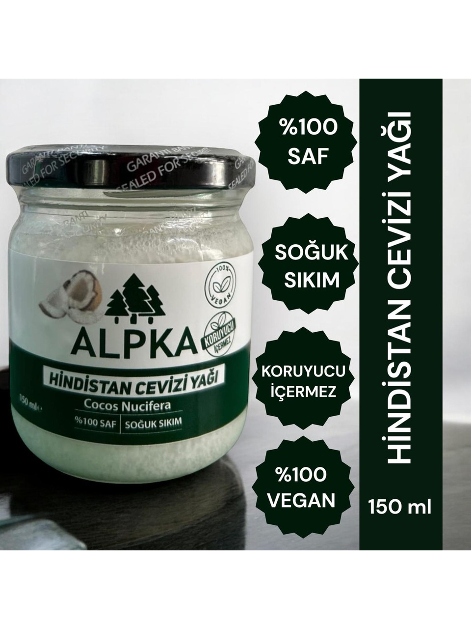 Alpka - %100 Saf, Hindistan Cevizi Yağı (150 Ml), SOĞUK SIKIM