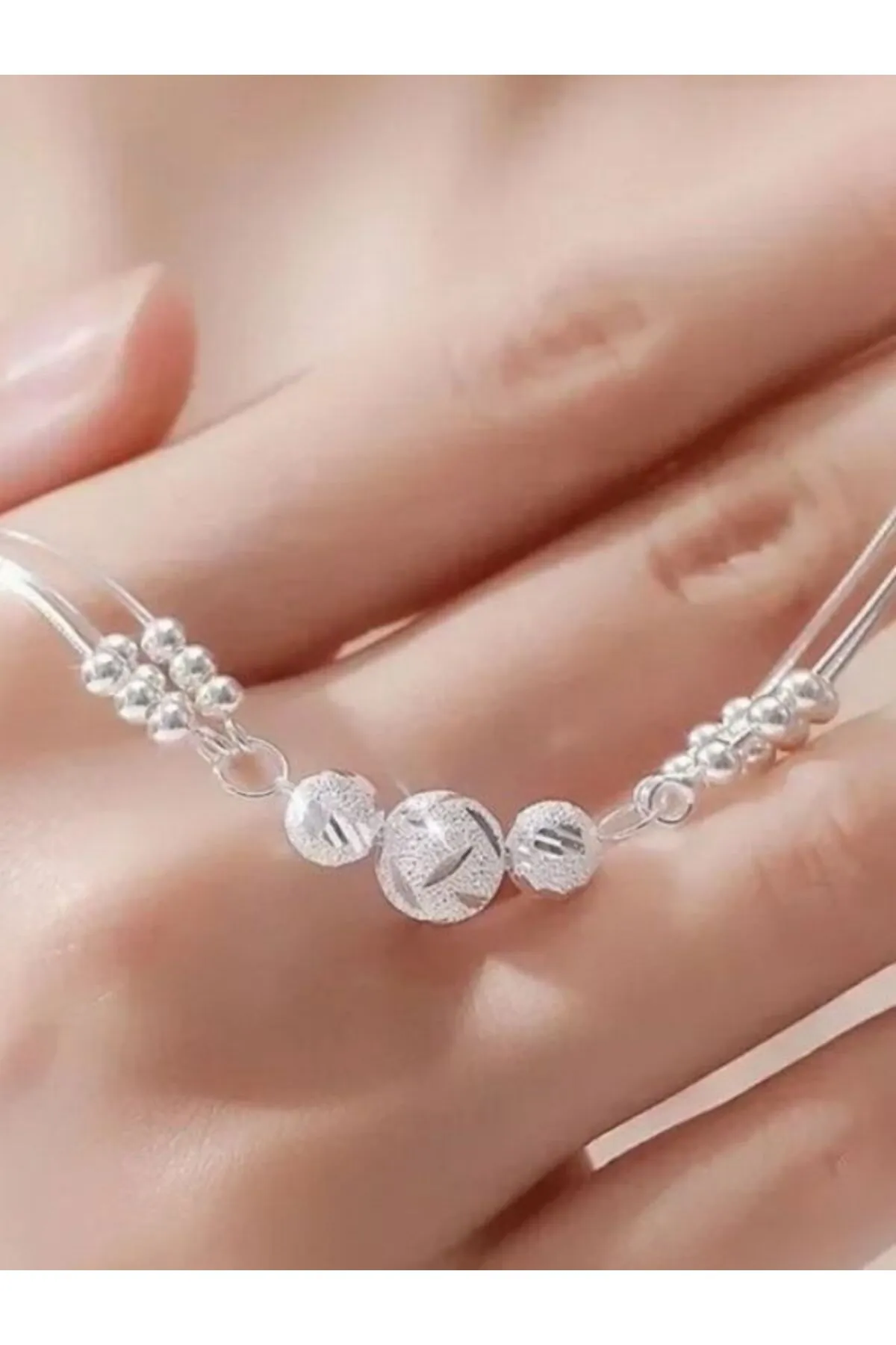Eyelashes Silver 925 Ayar Gümüş Boncuk Top Bileklik görsel 6