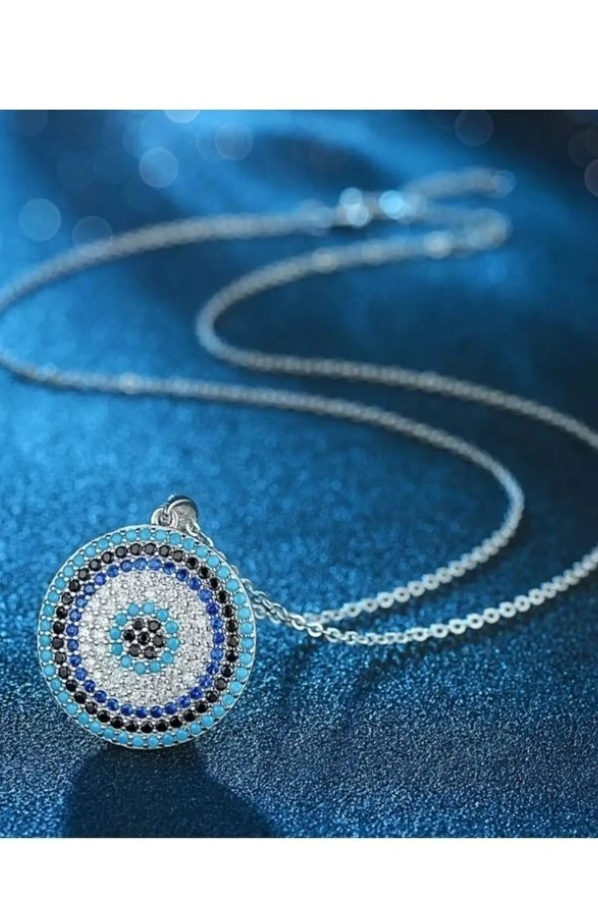 Eyelashes Silver 925 Ayar Gümüş Göz Zirkon Taşlı Kolye görsel 2