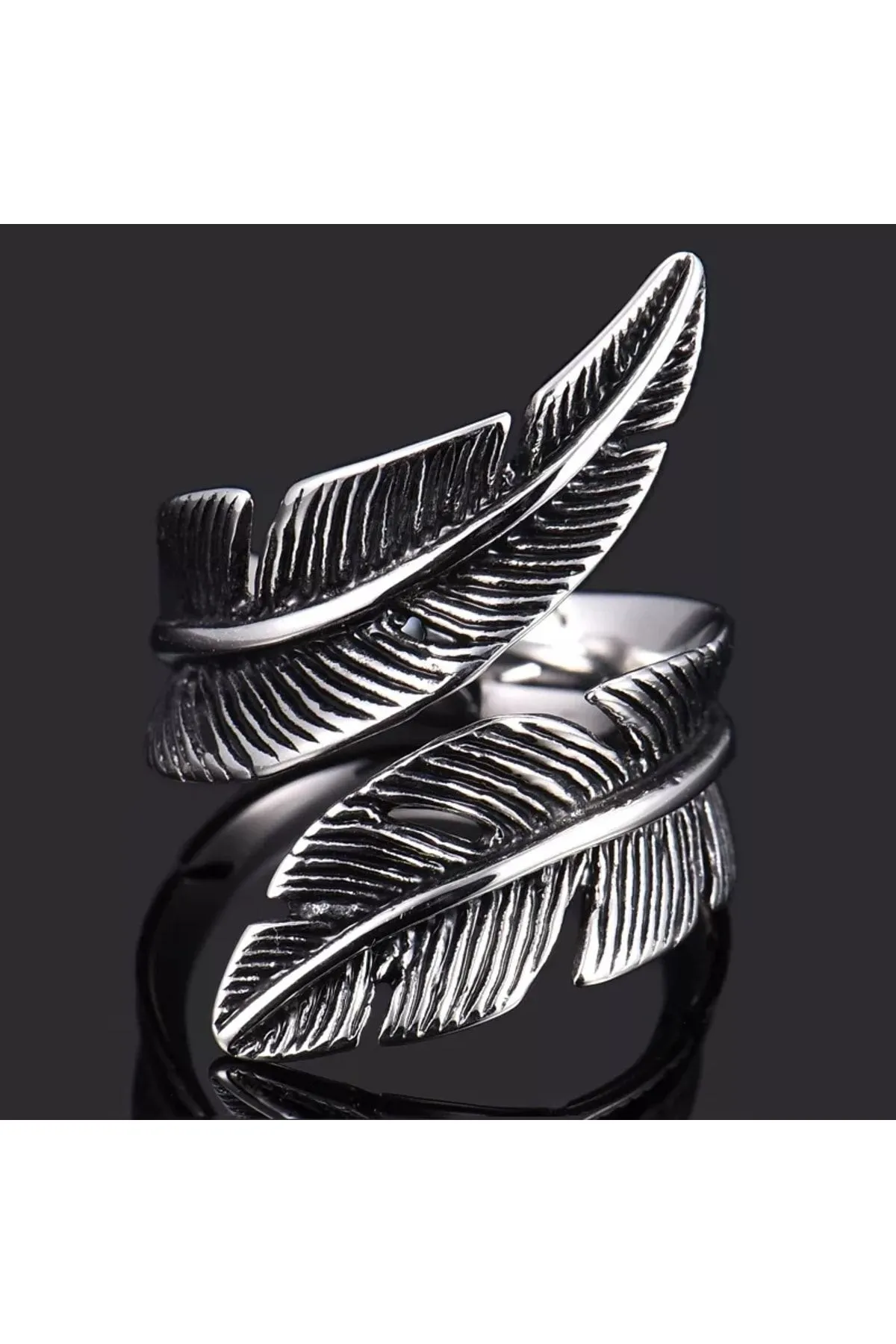 Eyelashes Silver 925 Ayar Gümüş Ayarlanabilir Vintage Tüy Yüzük