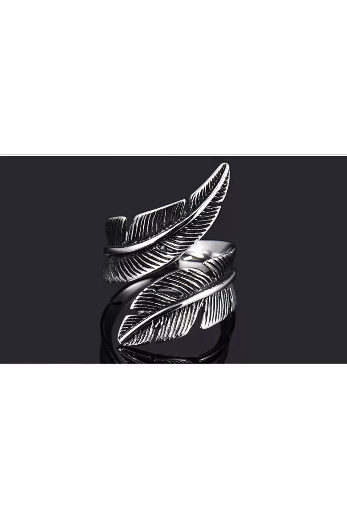 Eyelashes Silver 925 Ayar Gümüş Ayarlanabilir Vintage Tüy Yüzük görsel 2