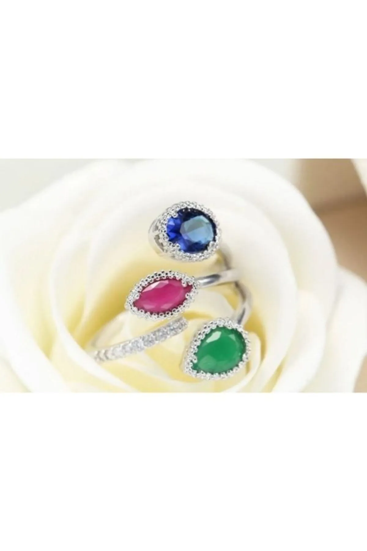 Eyelashes Silver 925 Ayar Gümüş Zirkon Taşlarla Süslü Yüzük görsel 3