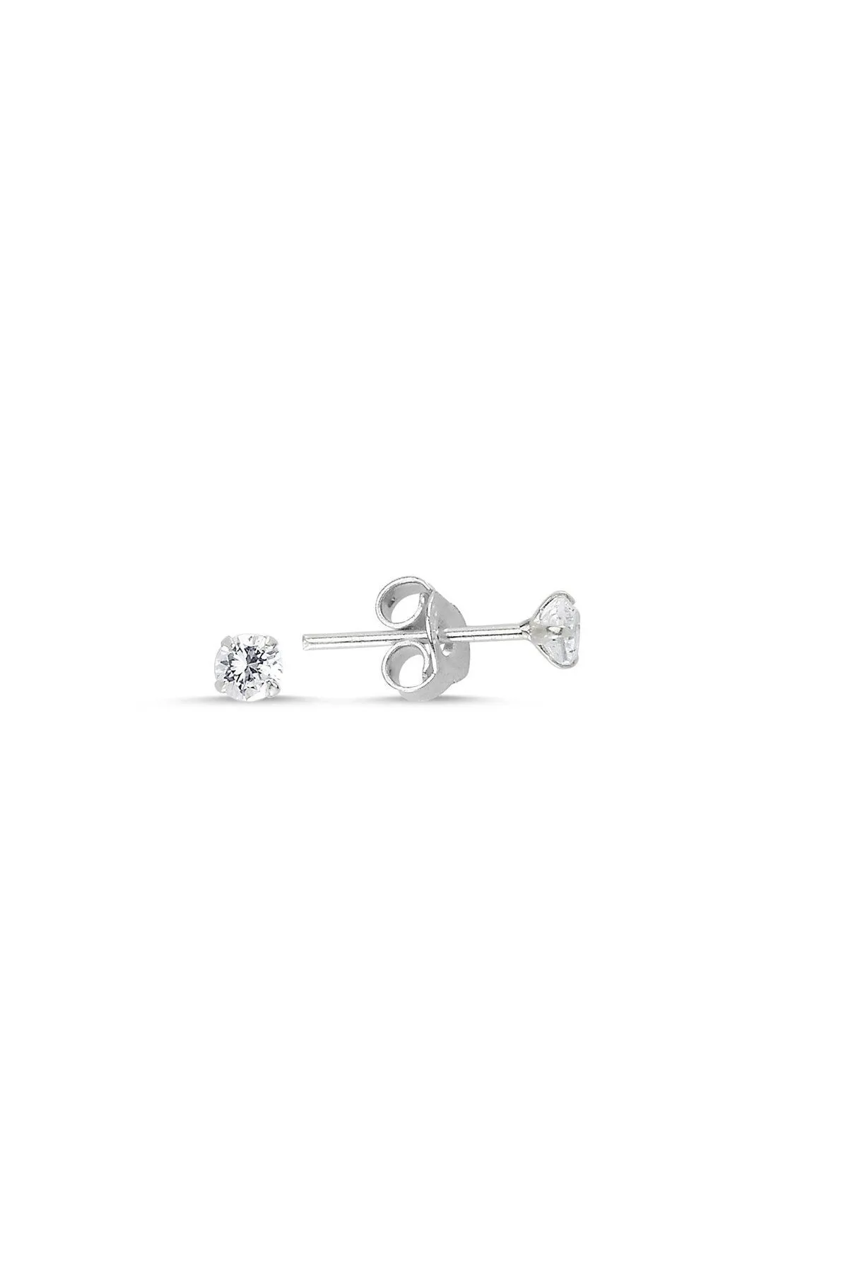 Eyelashes Silver 925 Ayar Gümüş Yuvarlak Zirkon Tektaş Küpe