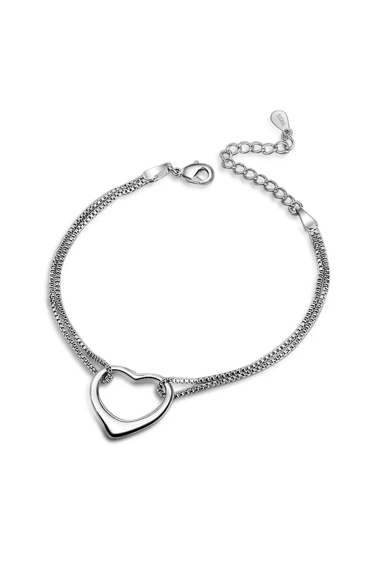 Eyelashes Silver 925 Ayar Gümüş Kalp Bileklik görsel 3