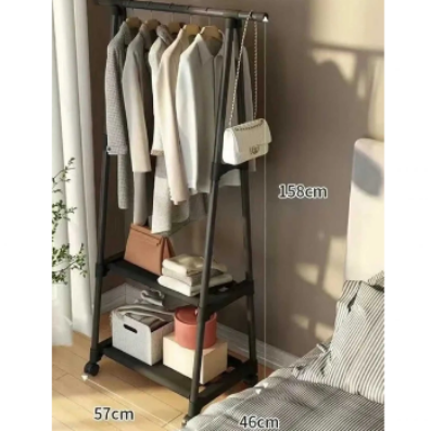 TRENDESK DESIGN Metal Siyah Konfeksiyon Elbise Askılığı Tekerlekli 1029-CN