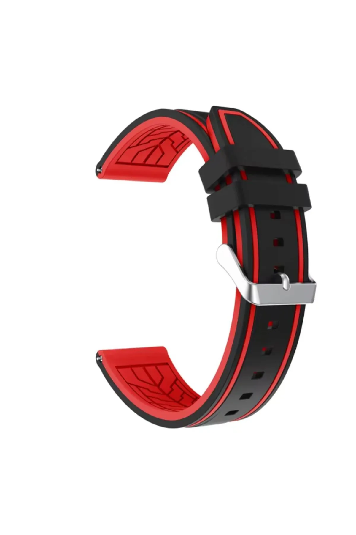 MarkaCase Amazfit GT 2 Pro için Silikon Kordon 22MM Siyah/Kırmızı