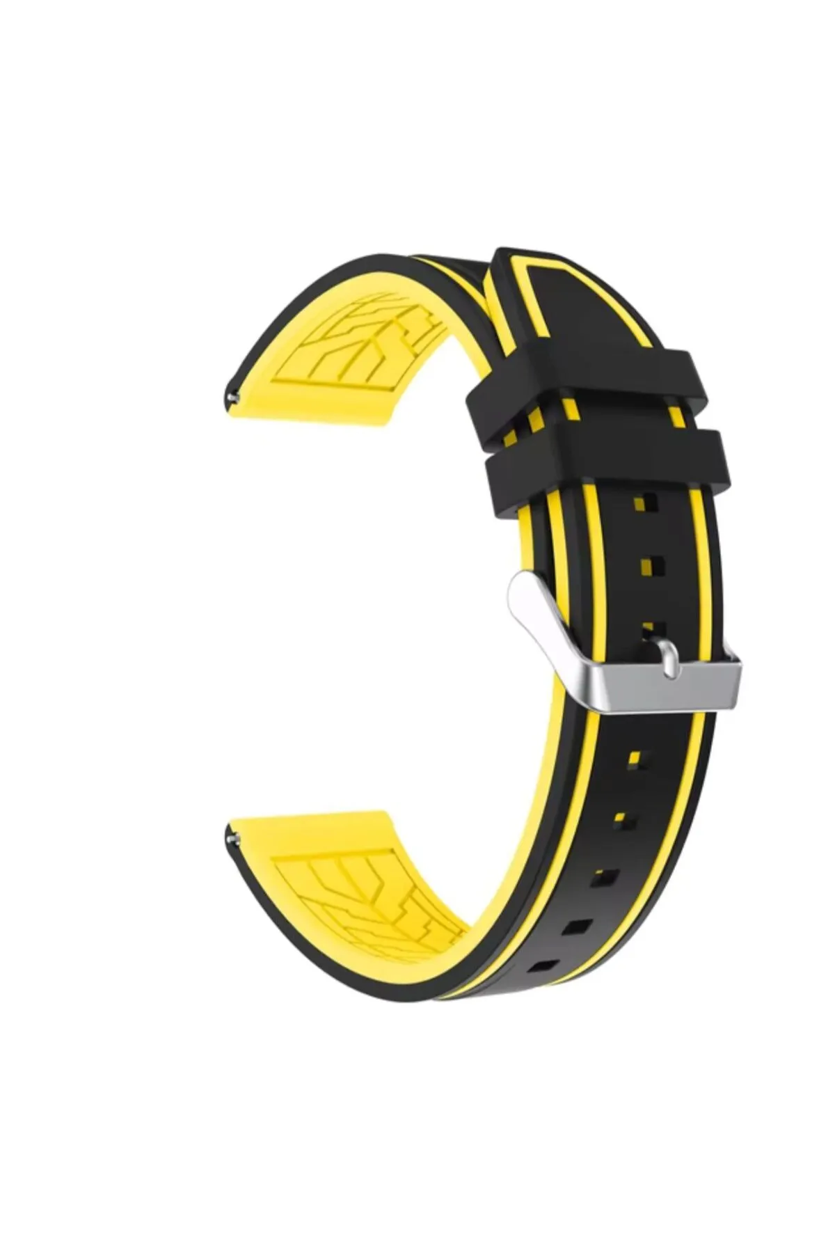 MarkaCase Samsung Galaxy Watch 46mm için Silikon Kordon 22MM - Siyah/Sarı