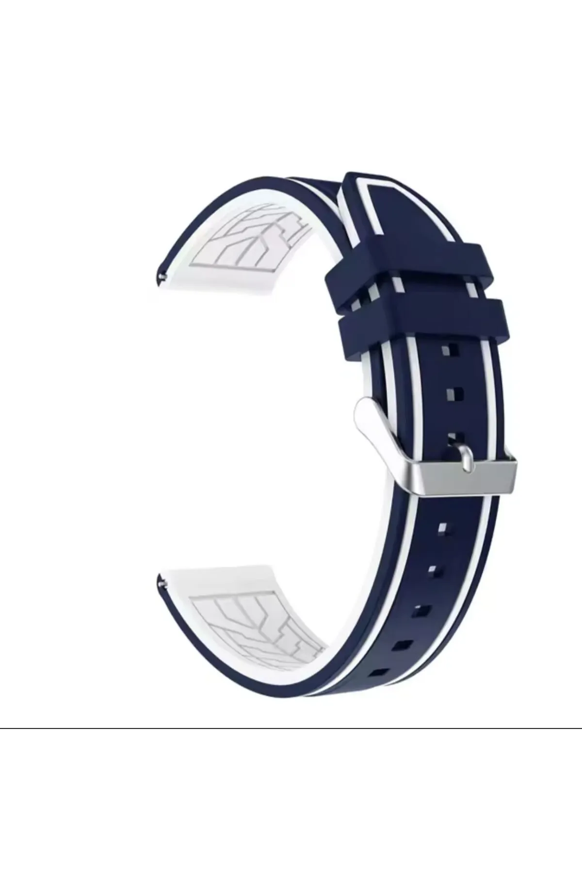 MarkaCase Samsung Gear S3 için Silikon Kordon 22MM - Lacivert/Beyaz