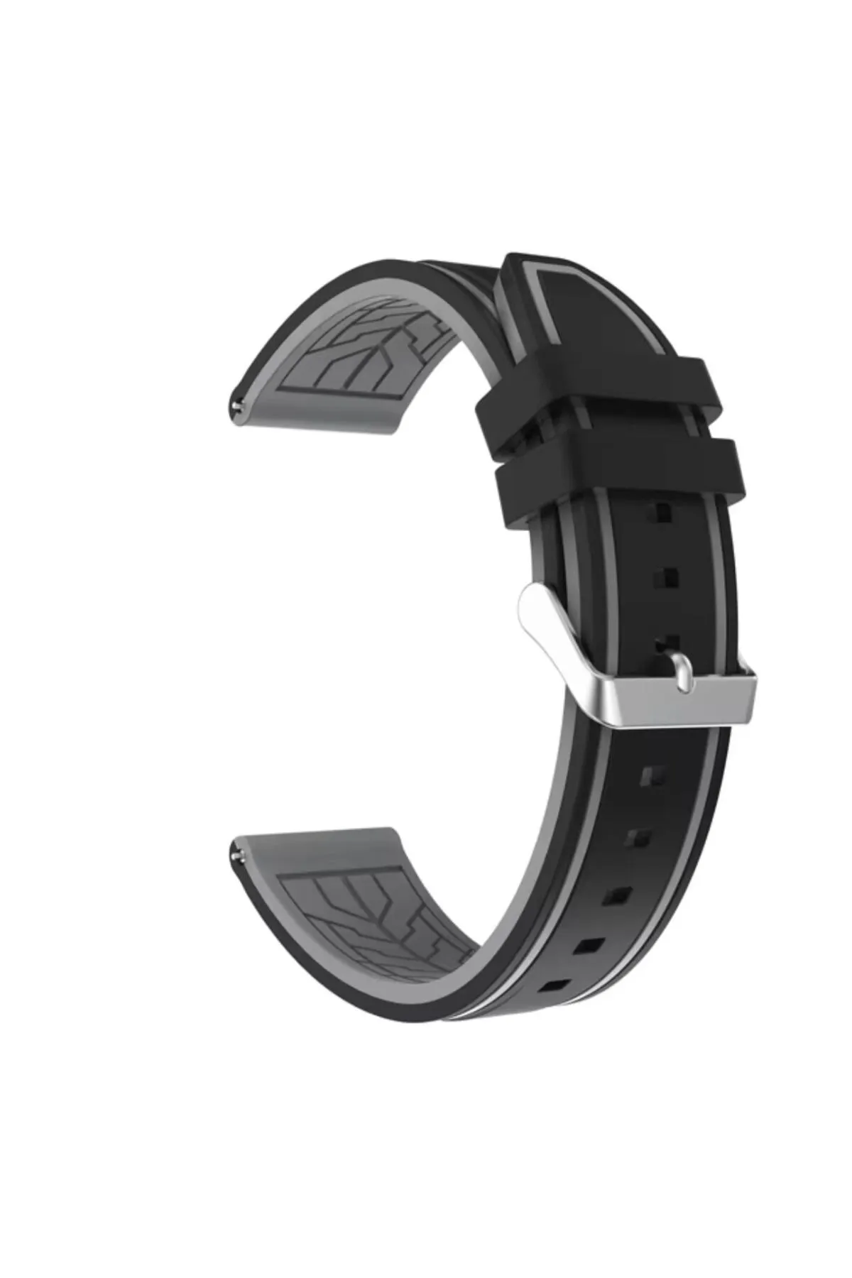 MarkaCase Oppo Realme Watch S Pro Için Silikon Kordon (22MM) - Siyah/Gri